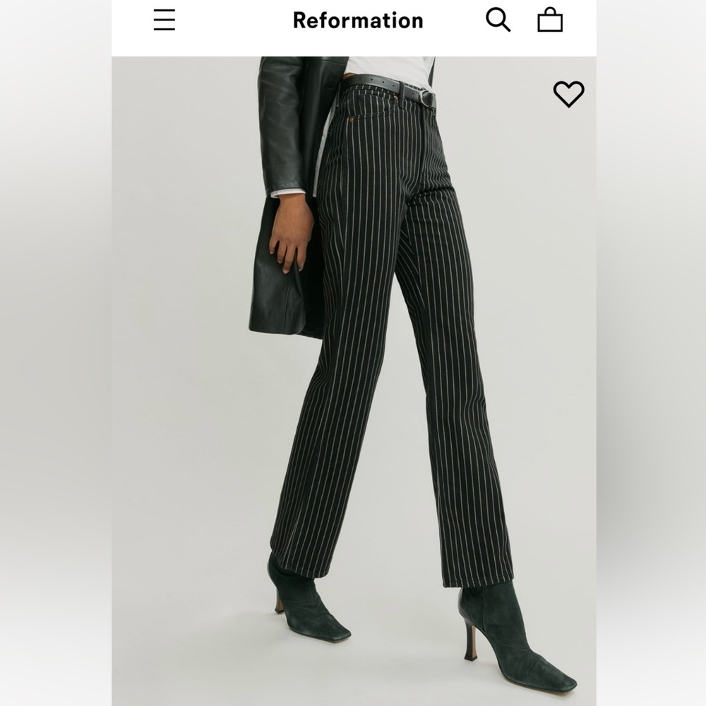 Reformation Georgia Pinstripe High-Rise Flare Jeans